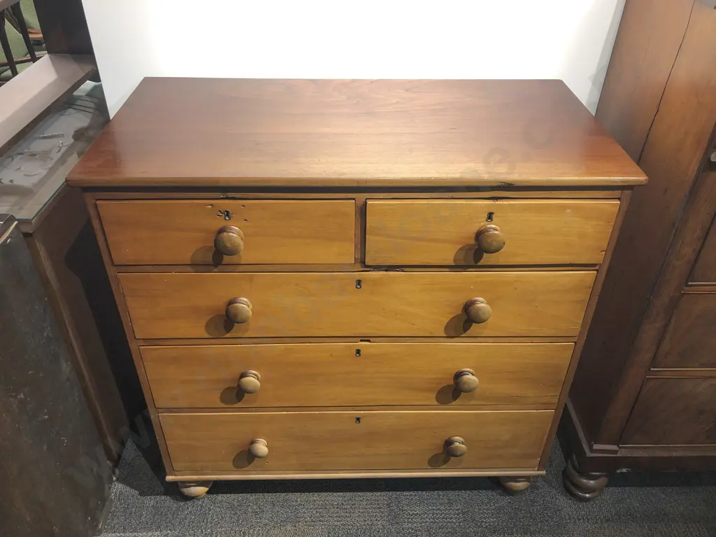 Victorian Five Drawer Flat Front Chest Image 1++