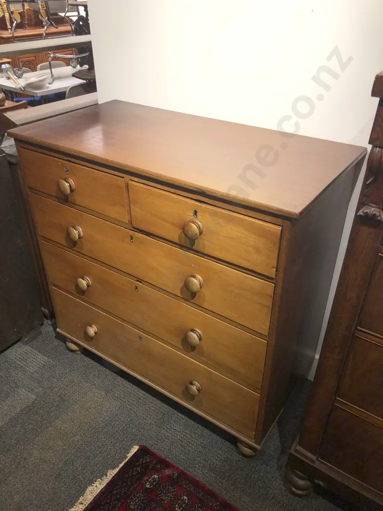 Victorian Five Drawer Flat Front Chest Image 1++