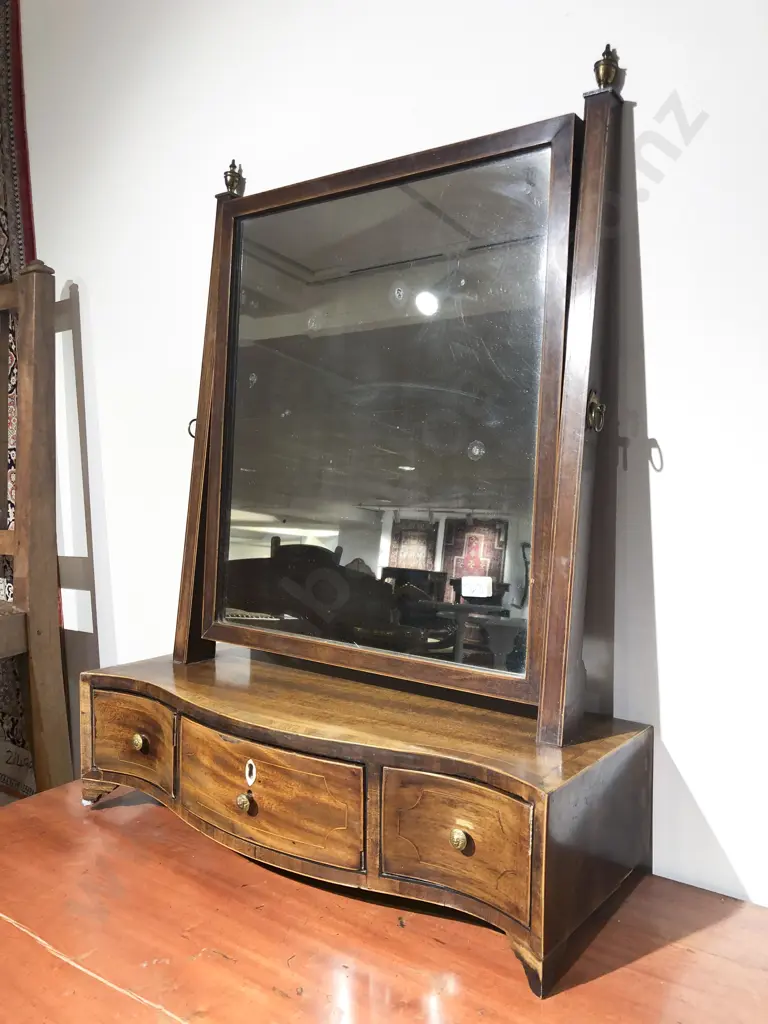 Geo. III Mahogany and Inlaid Swing Toilet Mirror Image 1++