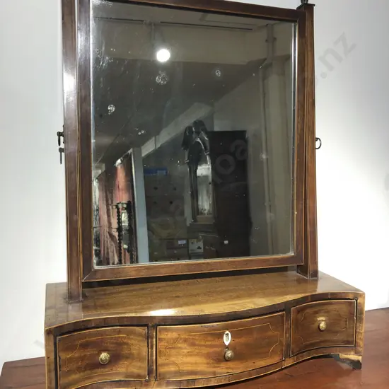 Geo. III Mahogany and Inlaid Swing Toilet Mirror