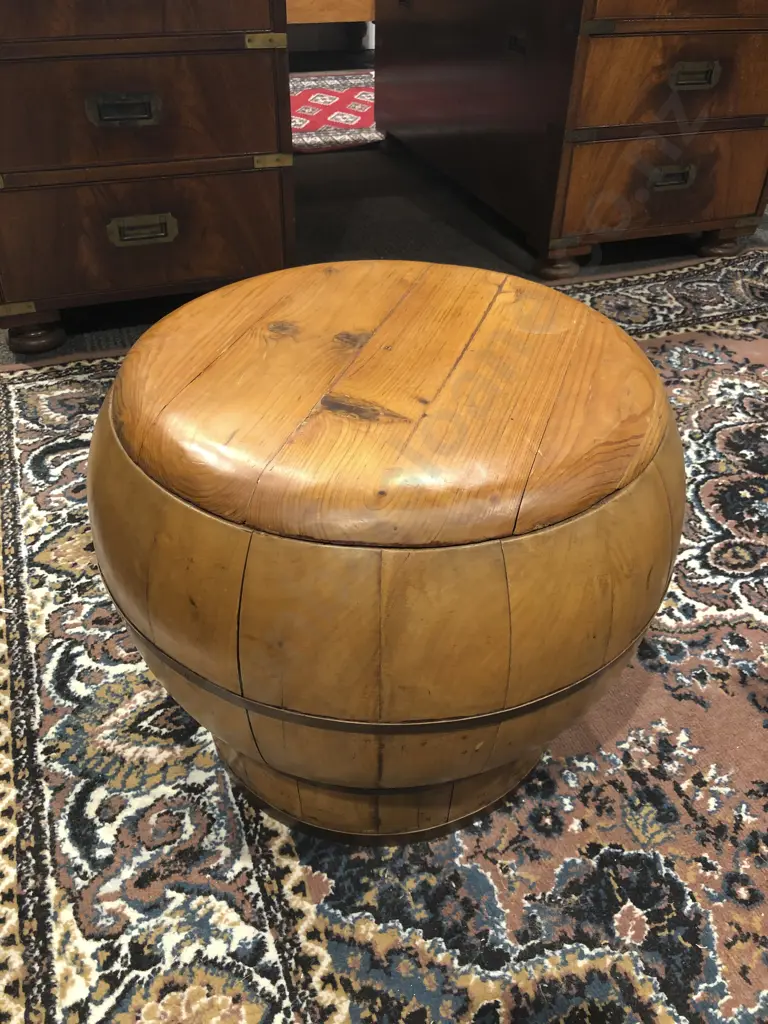 Chinese Elm Lidded Baluster Box with Brass Strapping Image 1++