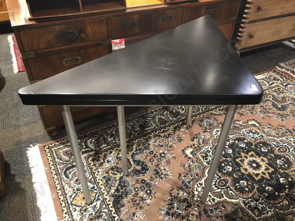 Modern Ebonized Triangular Fold Over Table Image 1++