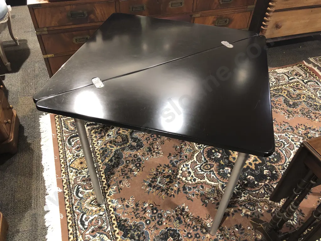 Modern Ebonized Triangular Fold Over Table Image 1++