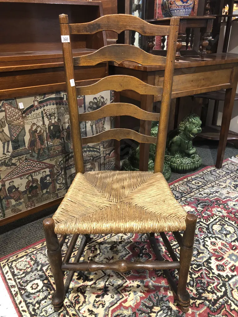 Victorian Oak Ladder Back Rocking Chair Image 1++
