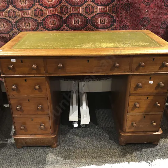 Small Victorian Mahogany Pedestal Desk