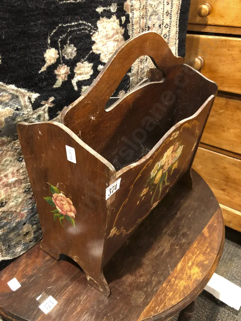 Floral Painted Magazine Stand Image 1++