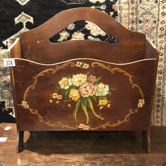 Floral Painted Magazine Stand