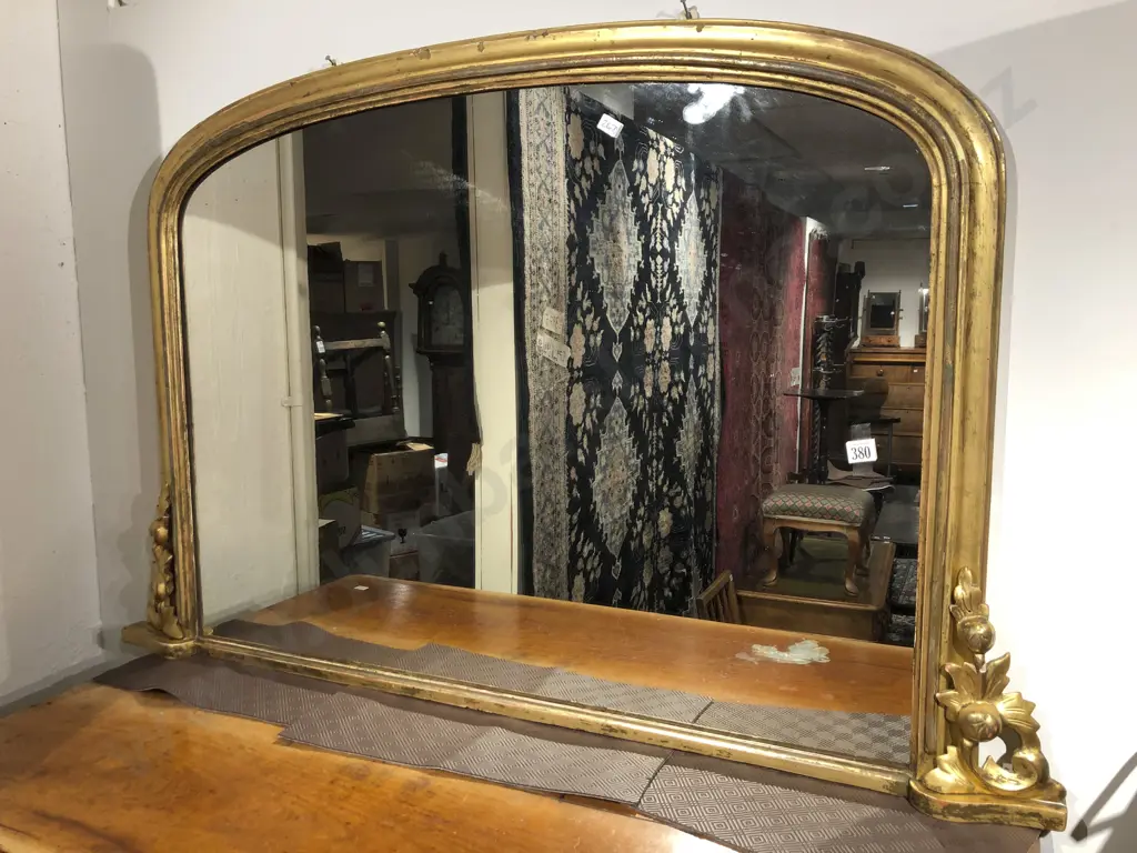 Victorian Gilt Framed Over Mantle Mirror Image 1++