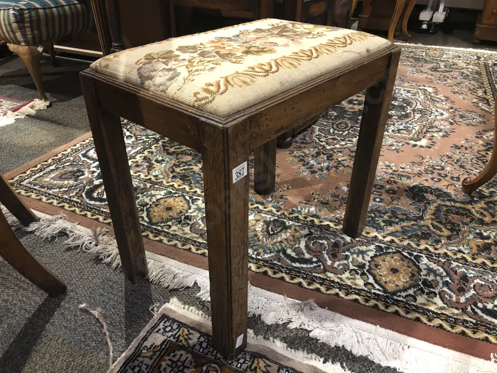 C19th Oak Dressing Stool Image 1++