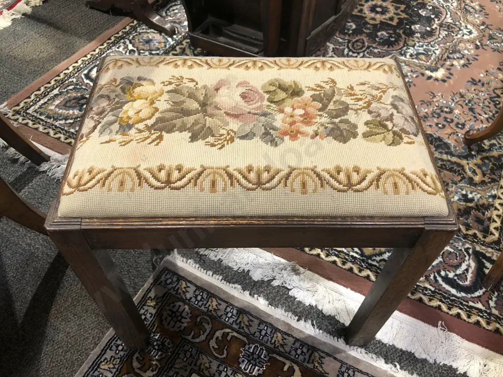 C19th Oak Dressing Stool Image 1++