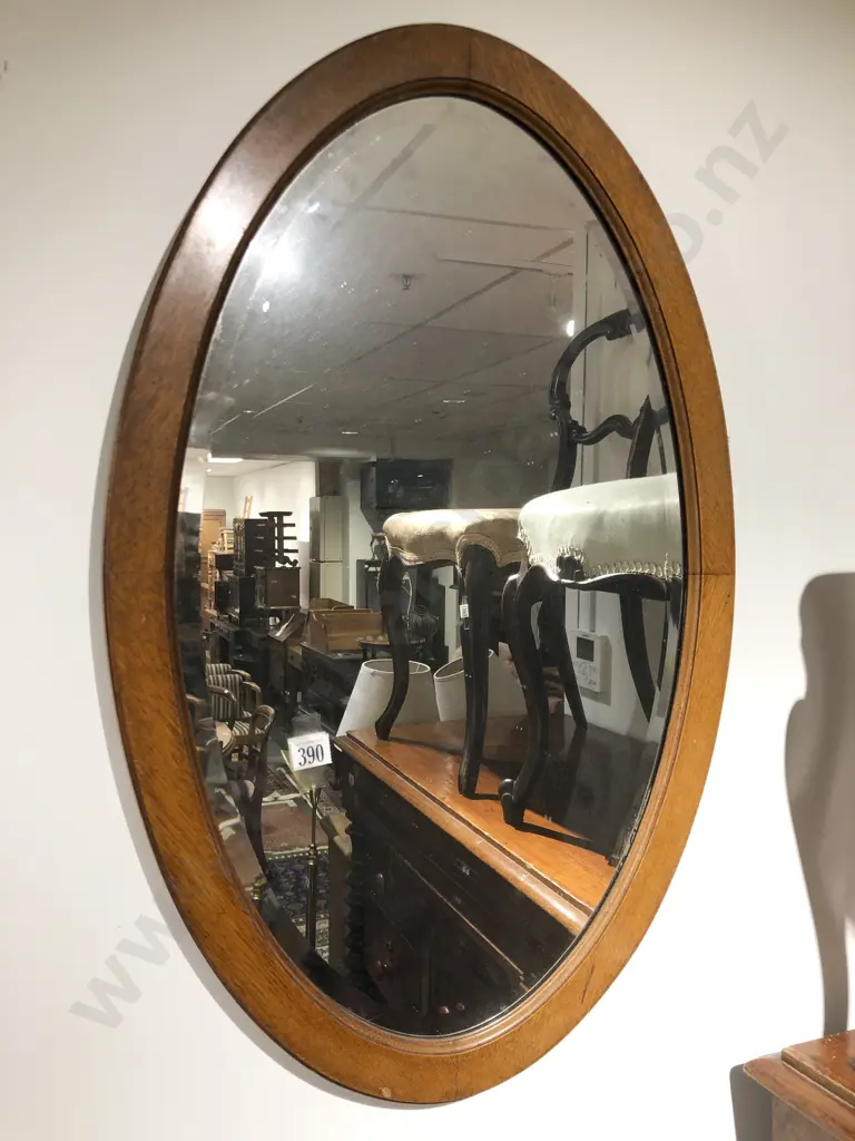 Oak Framed Oval Wall Mirror Image 1++