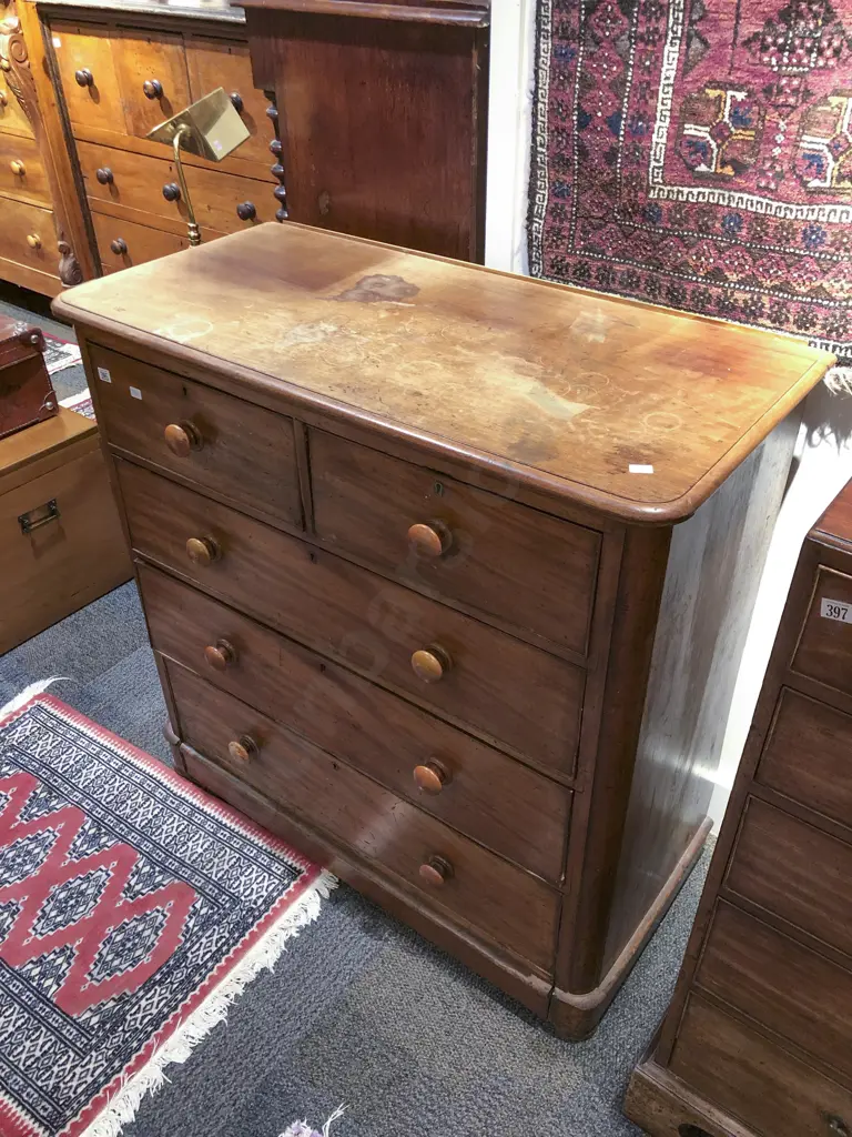 Victorian Mahogany Five Drawer Chest Image 1++