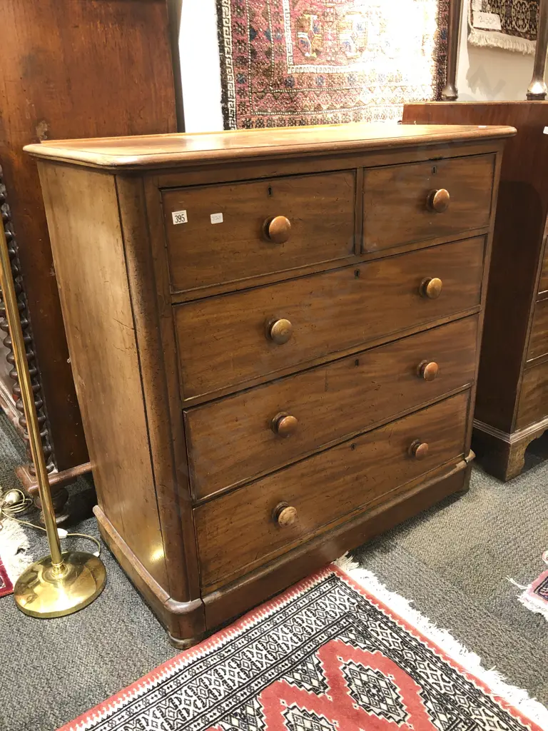 Victorian Mahogany Five Drawer Chest Image 1++