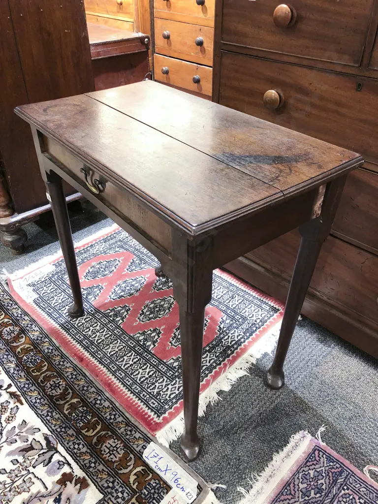 Geo. II Mahogany Single Drawer Side Table Image 1++