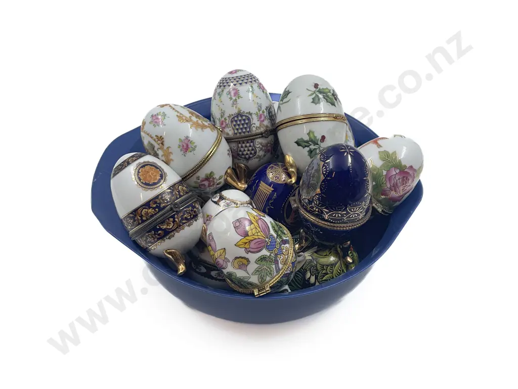 Quantity of Assorted Limoges Egg Trinket Boxes Image 1++