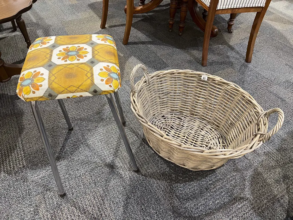 Vintage Cane Laundry Basket Image 1++