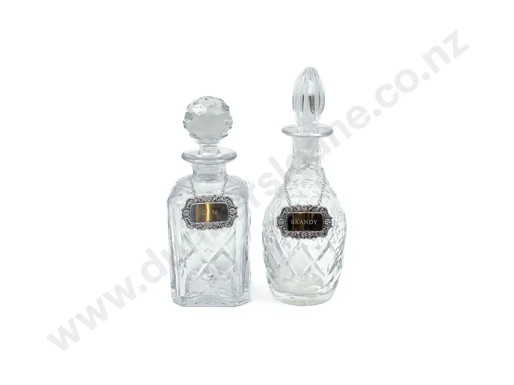 Two Webb Corbett Decanters with Labels Image 1++