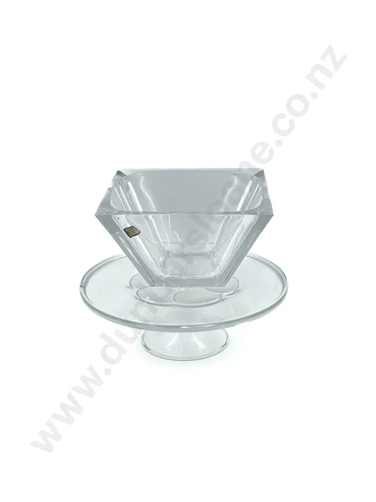Square Crystal Bowl together with Glass Cake Stand Image 1++