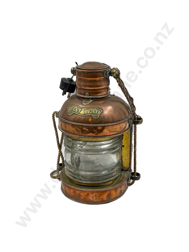 Electrified Vintage Ship's Copper & Brass Mast Head Navigation Light (Small Size) Image 1++