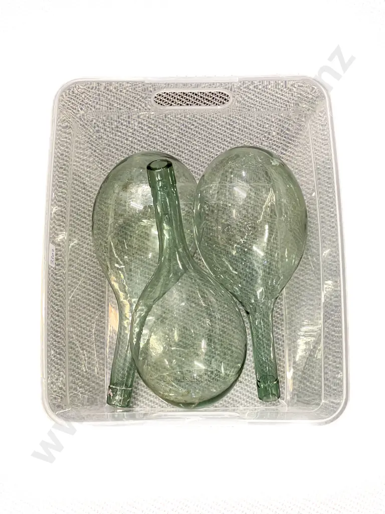 Three Vintage Glass Torpedo Bottles Image 1++