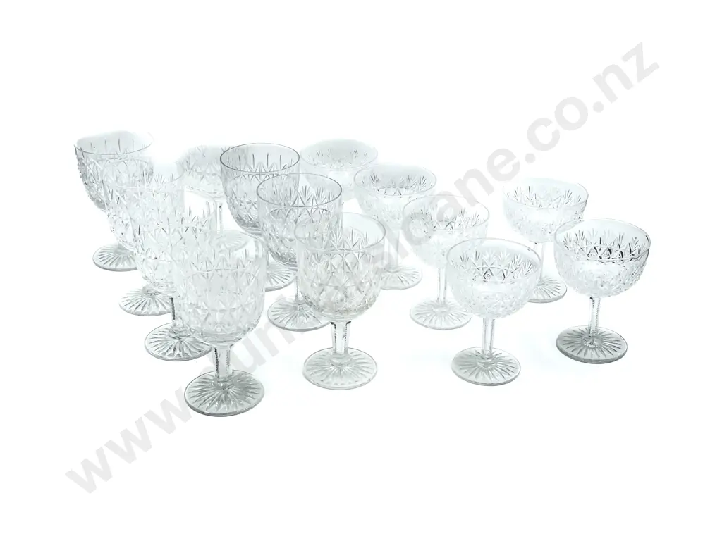 Set of Eight Webb Crystal Goblets and Six Webb Coupes Image 1++