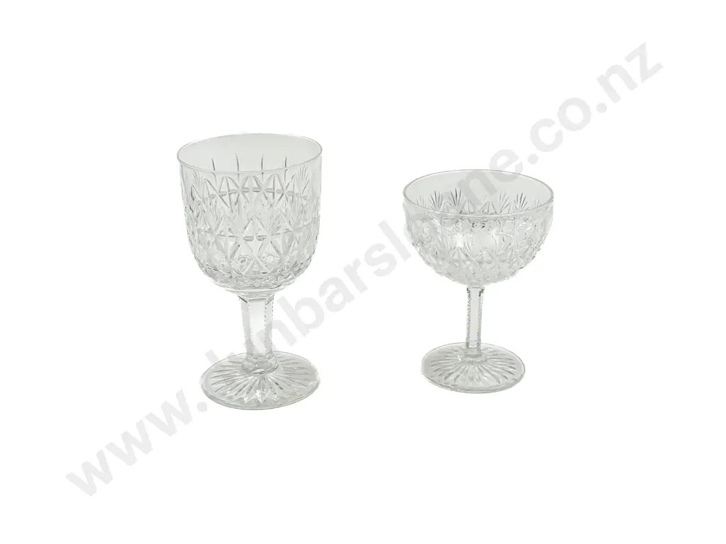 Set of Eight Webb Crystal Goblets and Six Webb Coupes Image 1++
