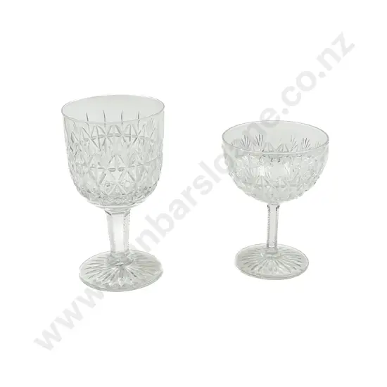 Set of Eight Webb Crystal Goblets and Six Webb Coupes