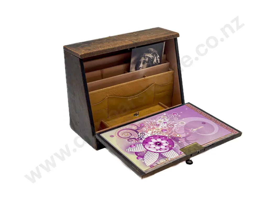 Edwardian Leatherette Desk Stationery Box Image 1++