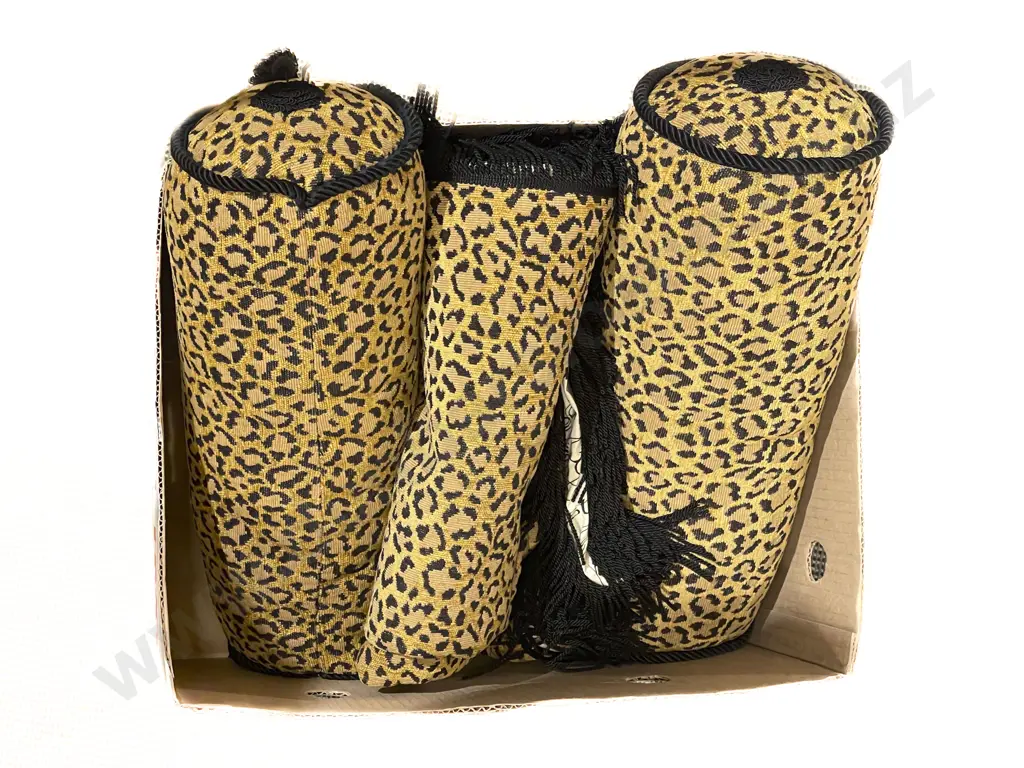 Leopard Pattern Bed Throw and Two Bolster Cushions Image 1++