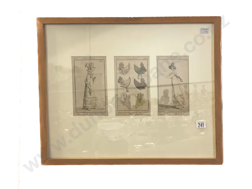 Three Early C19th French Fashion Plates Framed as One Image 1++