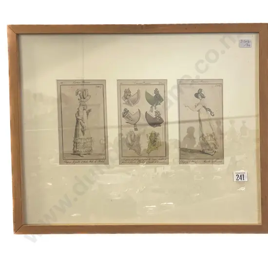 Three Early C19th French Fashion Plates Framed as One