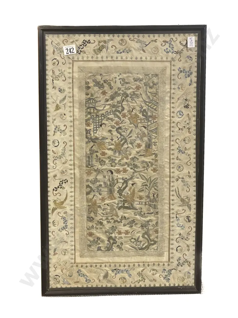 Antique Chinese Silk Embroidered Panel Image 1++