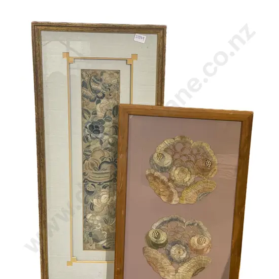 Antique Chinese Silk Embroidered Panel & Other
