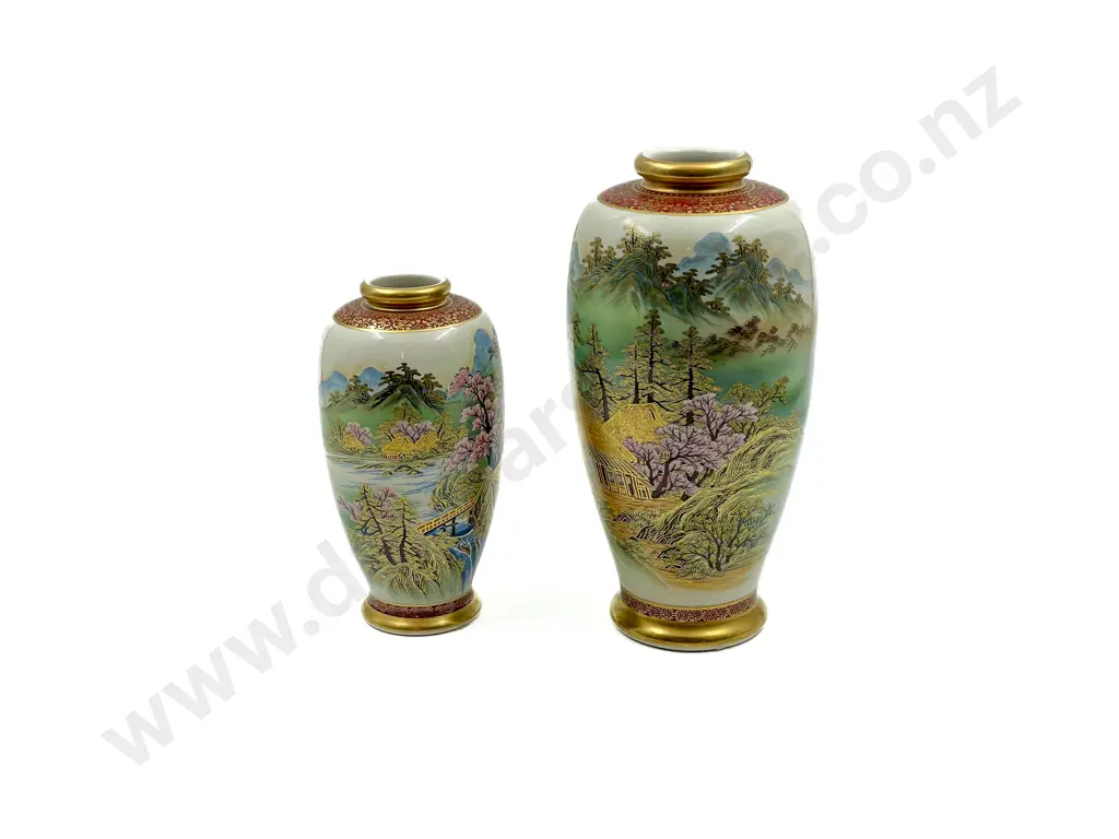 Graduated Pair of Satsuma Vases Image 1++