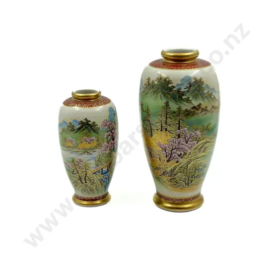 Graduated Pair of Satsuma Vases