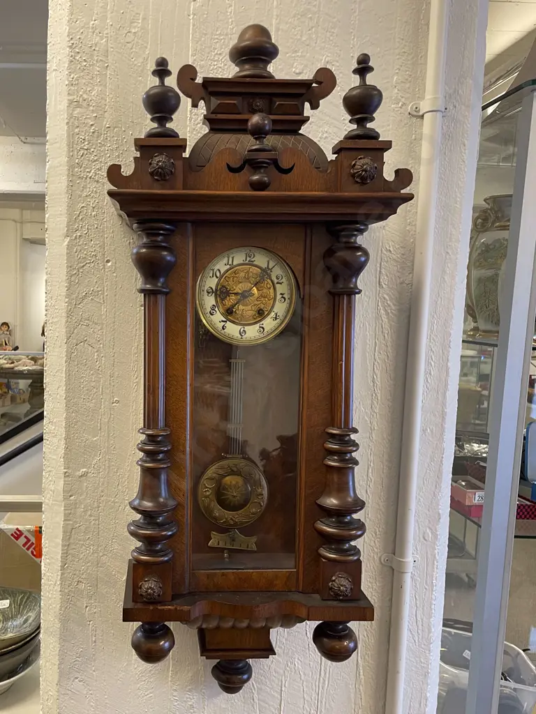 Victorian Vienna Walnut Cased Regulator Wall Clock Image 1++