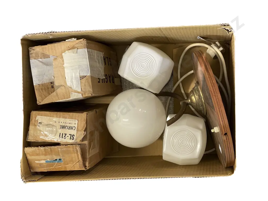 Vintage Wall Light with Opaque Glass Shade together with Pair of Vintage Lights Image 1++