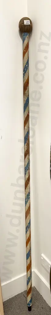 Vintage Wooden Barbershop Pole Image 1++