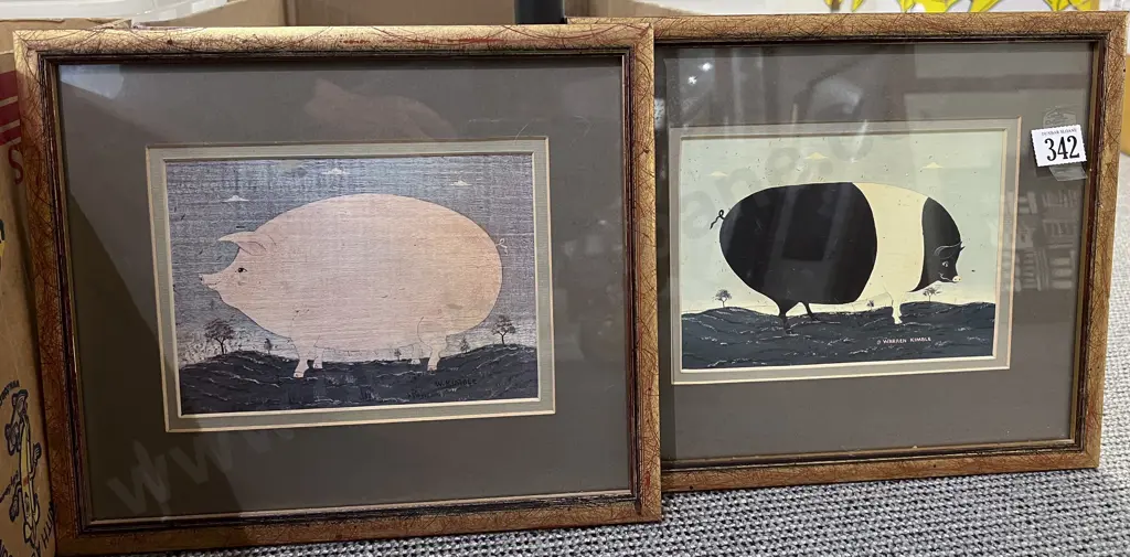 Two Warren Kimble Pig Prints Image 1++