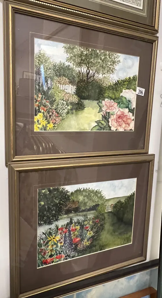 Indistinctly Signed Pair of Floral Watercolours by the Same Hand Image 1++