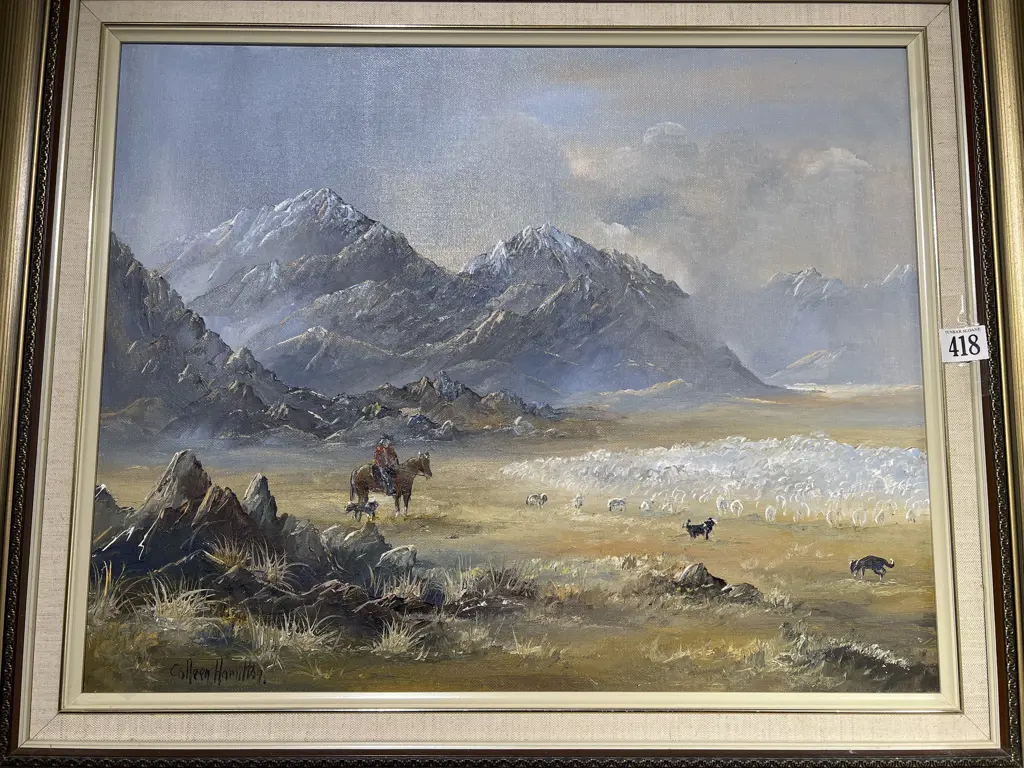 Colleen Hamilton "High Country Muster" Oil on Board Image 1++