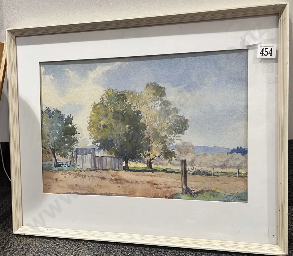 J S Monro - Pastoral Landscape with Shed - Watercolour Image 1++