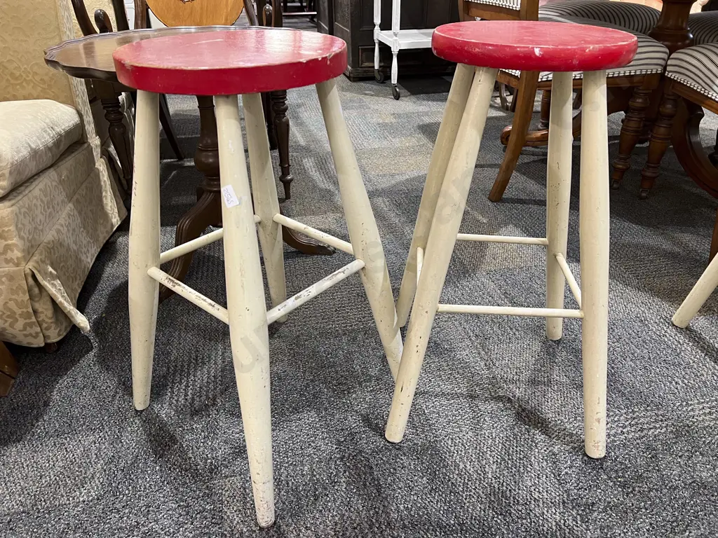 Four Painted Vintage Stools Image 1++
