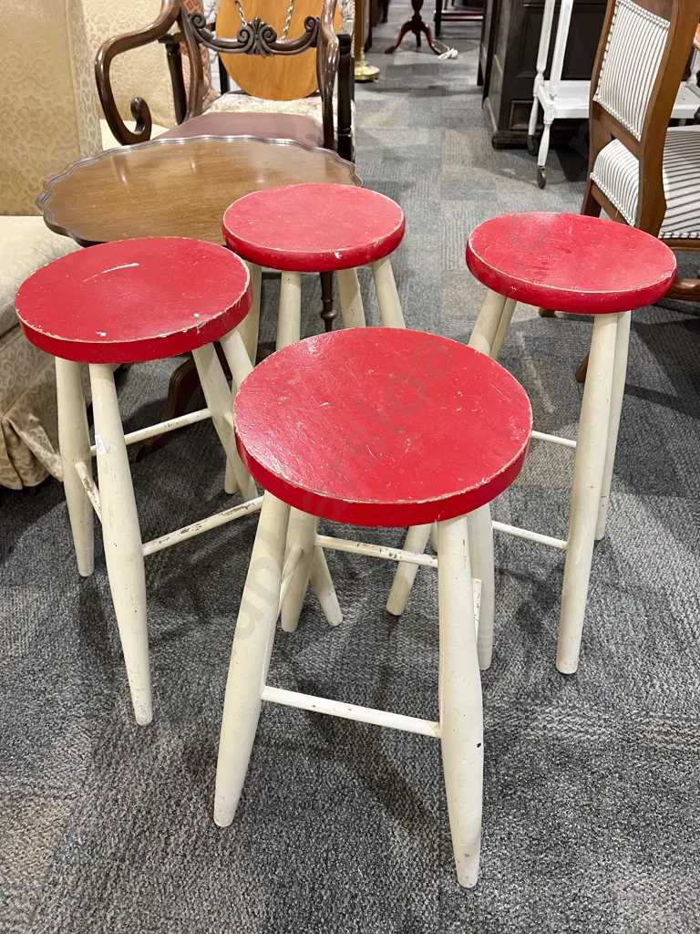 Four Painted Vintage Stools Image 1++
