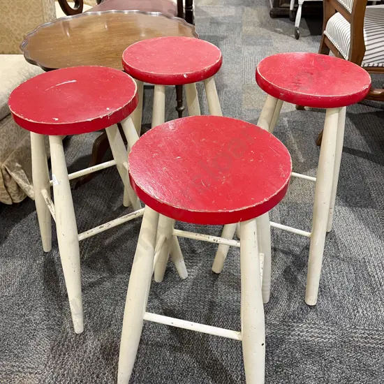 Four Painted Vintage Stools