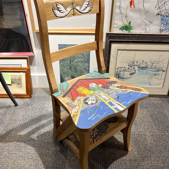 Kitchen Chair/Ladder Painted with Noah's Arc Motif
