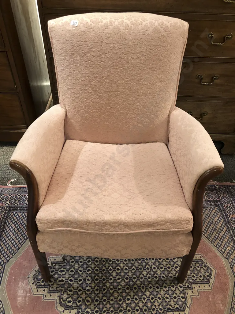 Pink Upholstered Arm Chair Image 1++