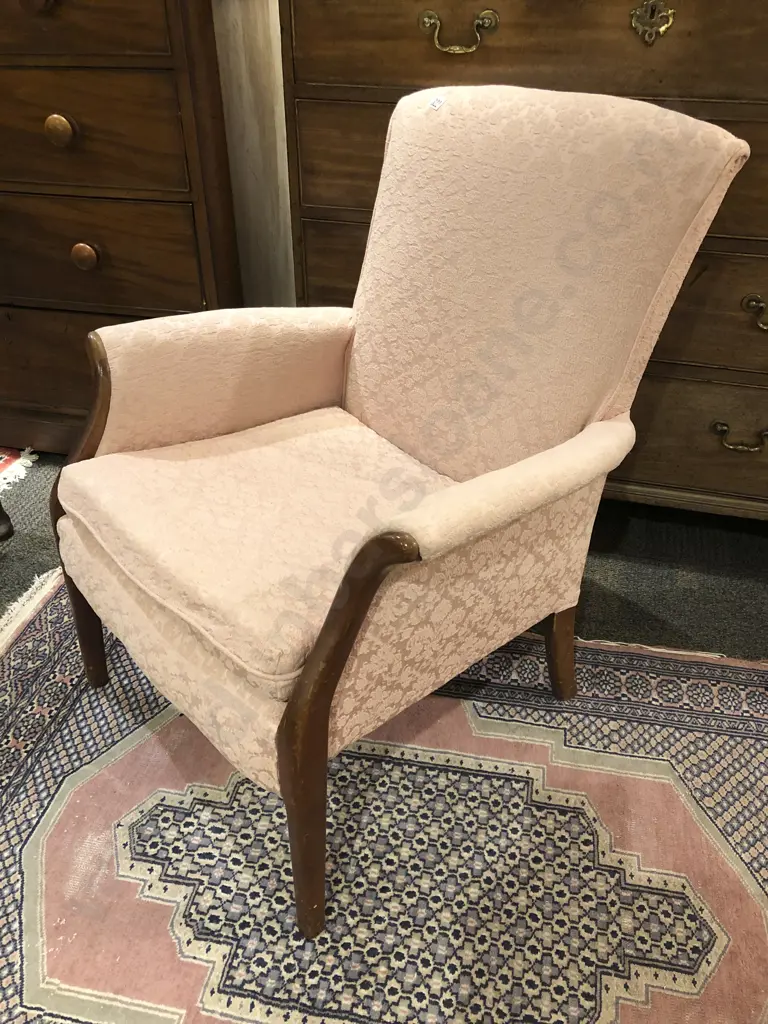 Pink Upholstered Arm Chair Image 1++