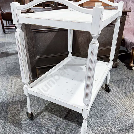 White Painted Two Tier Tea Trolley