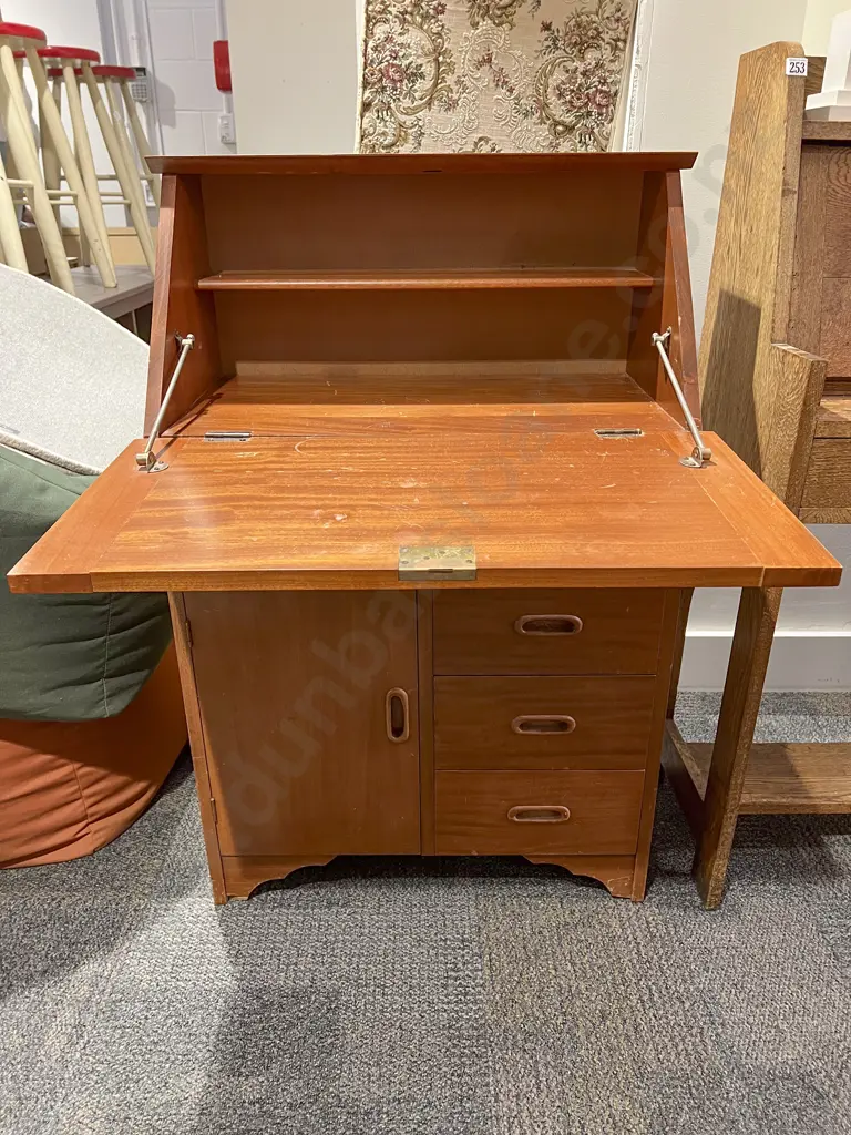 Teak Drop Front Writing Desk Image 1++